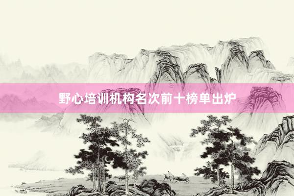 野心培训机构名次前十榜单出炉